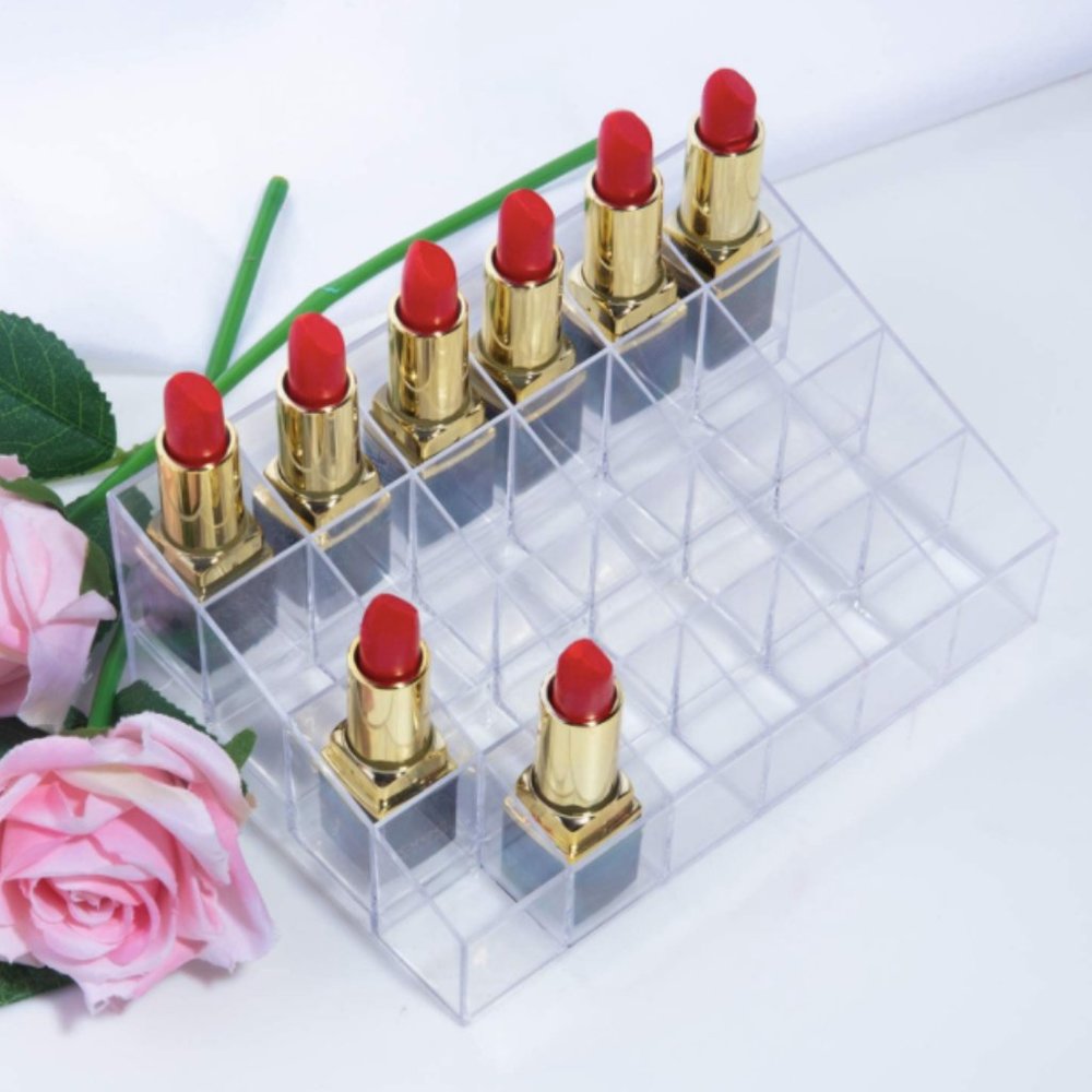 Acrylic Lipstick Organizer Display Rack Holds 24
